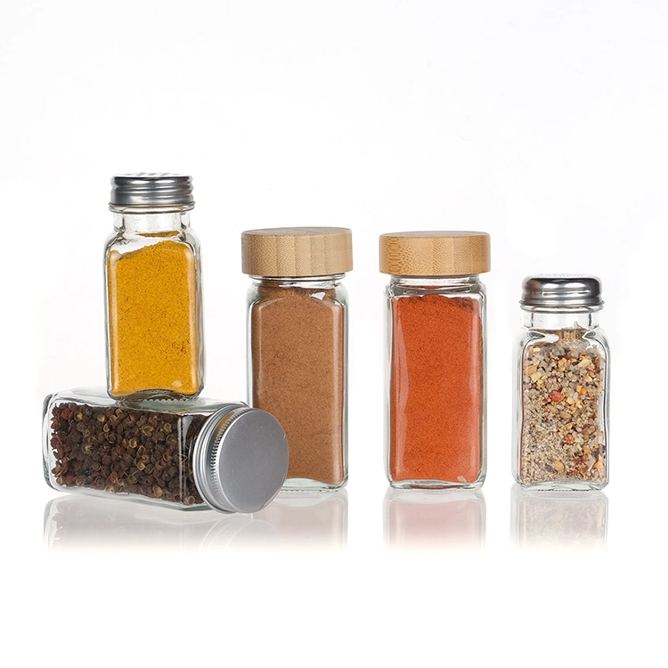 Free Sample 4 Oz Transparent Storage Bottle Spice Bottles with Bamboo Lid