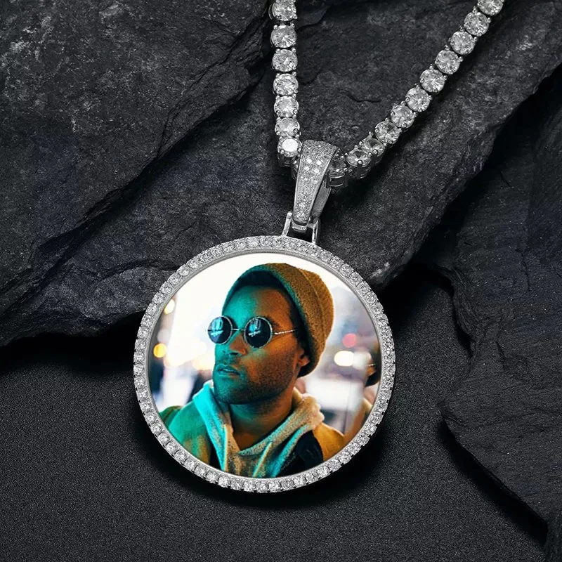 S925 Photo Engraved Sublimation Blank Necklace Jewelry Pendant Neck Chain Crystal Heart Photo Sublimation Necklace