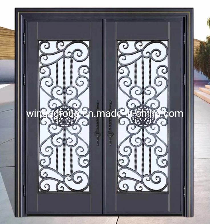 Diseño cuadrado con puerta metálica de seguridad de hierro de vidrio W-Dr-07