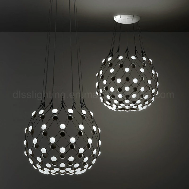 Modern Decorative for Project Lighting Acrylic Black White Mesh LED Chandelier Lamp