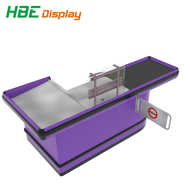 Supermarket Automatic Cash Conveyor Checkout Counters with Safety Gate