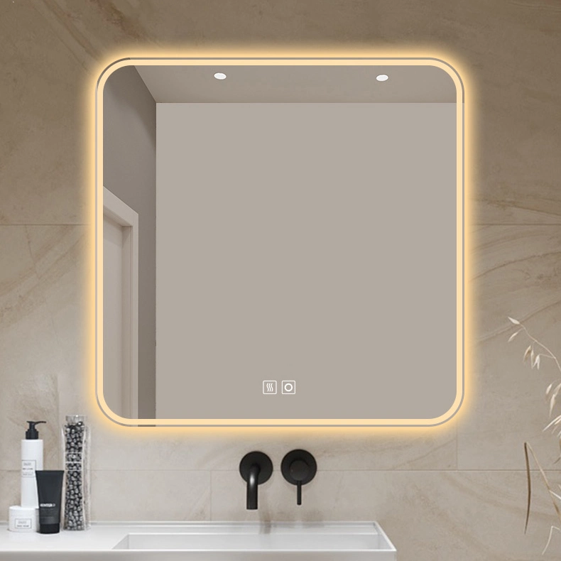 Factory Wholesale Furniture Square Wall Makeup Mirror with Light Hotel Bathroom Vanity LED HD Smart Mirror