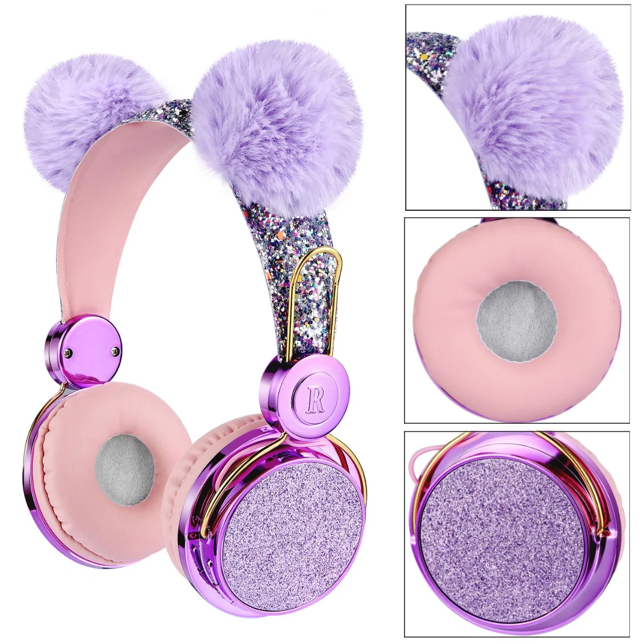 Lovely Colorful Wired Kid's Headphone Children Girl Headset for Music Play and Mobile Phone Call, Answer and Hands up Earphone