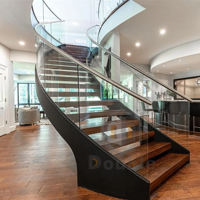 Contemporary House Interior White Marble Steel Customized Round Stairs