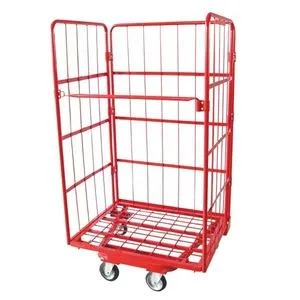 Folding Trolley Cart Metal Roll Cage Pallet Mesh Laundry Trolley