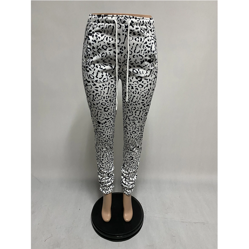 Good Quantity Thick Plaid Leopard Fold Stacked Pants Winter Women Fashion Clothing Lady Apparel