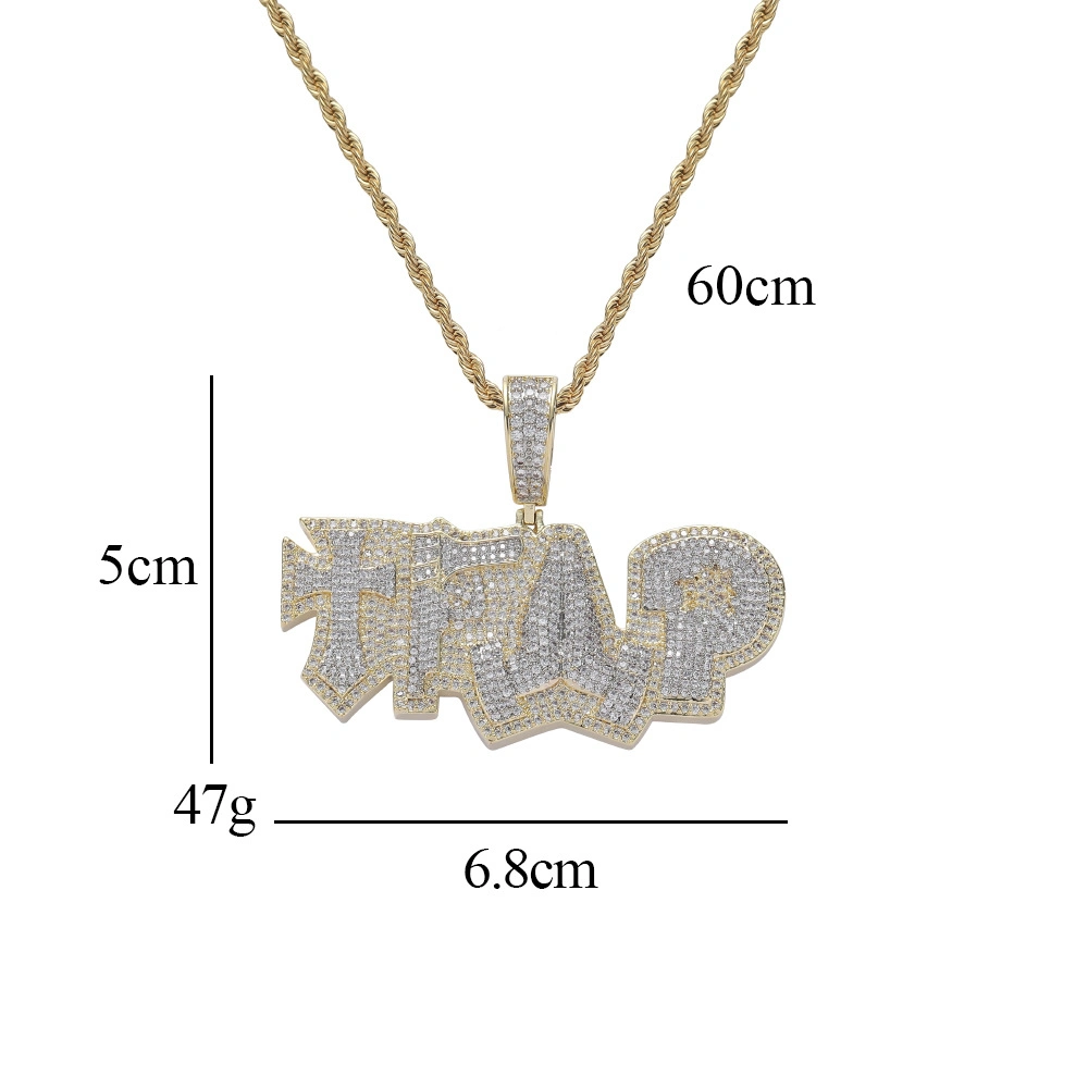 Full Zirconium Copper Pendant Lovers Necklace Hip Hop Music Alphabet Trend Accessories