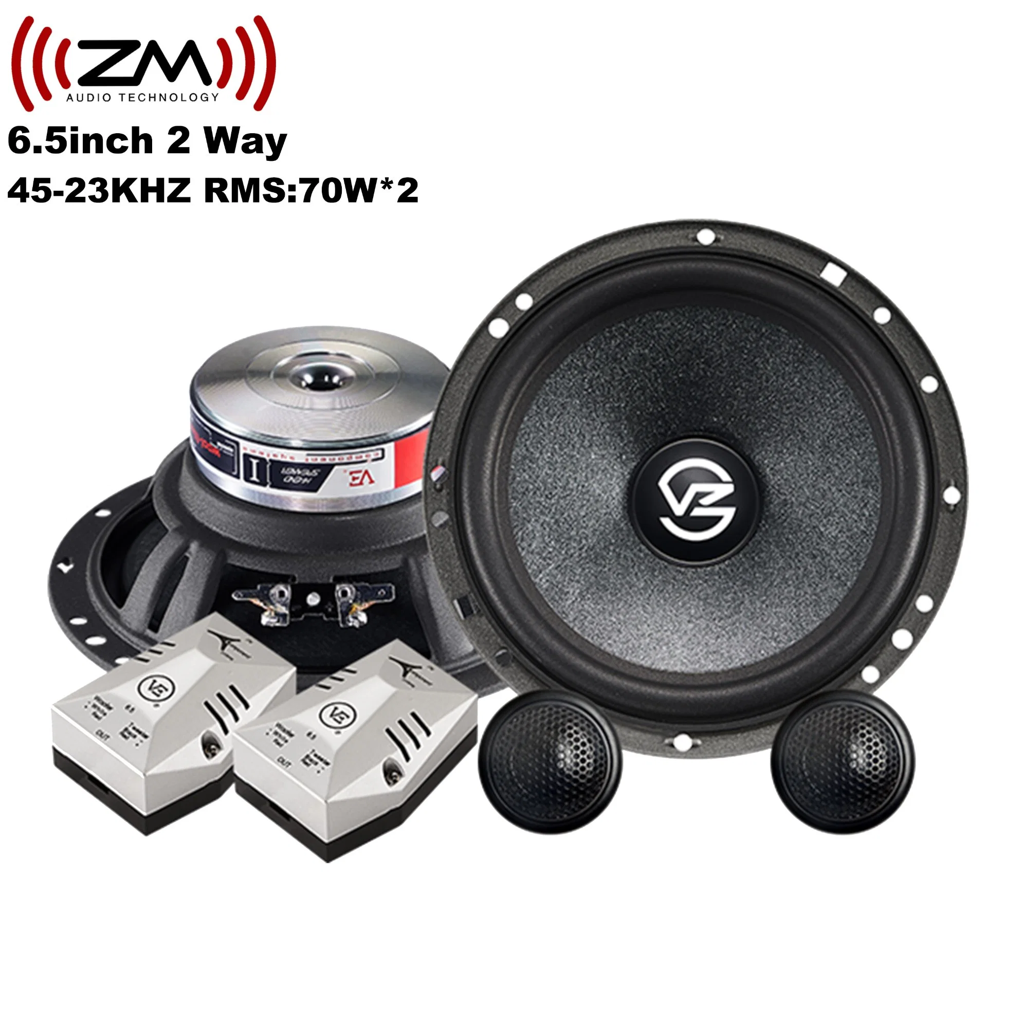 Altavoces subwoofer para coche de componentes de aluminio de 6,5 pulgadas y 3 vías