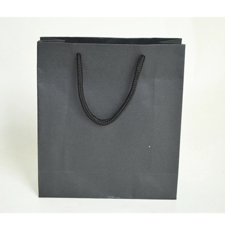 Matte Black Drawstring Paper Jewelry Gift Packaging Bag in Stock