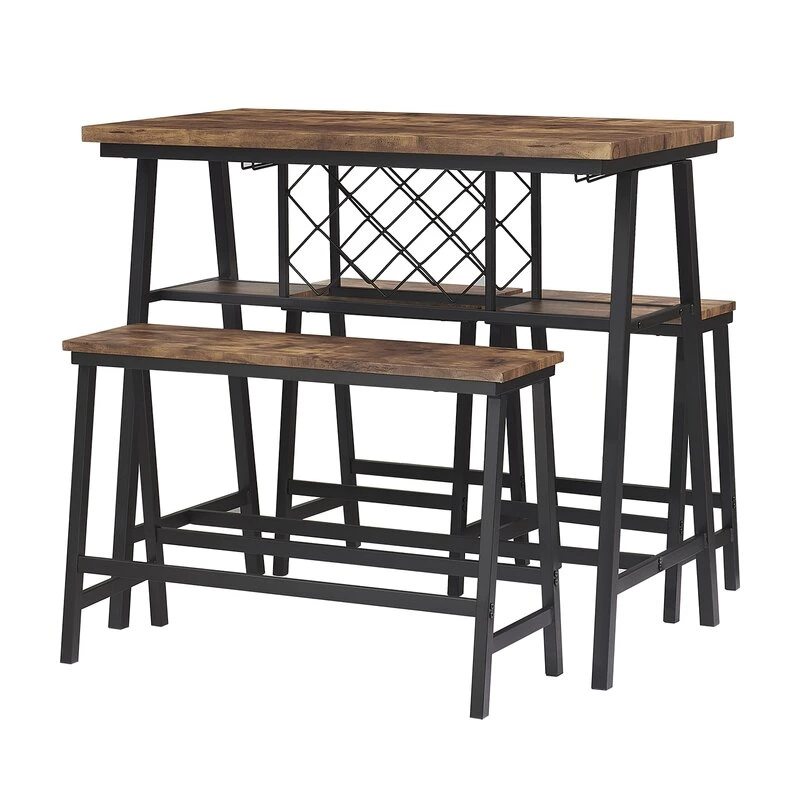 Küchenmöbel Holz Esstisch und Stühle Wohnzimmer Möbel aus Holz mit Metallrahmen