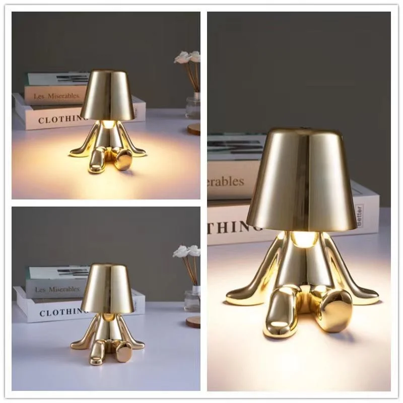 USB Rechargeable Touch Control Golden Man LED Dining Table Lamp