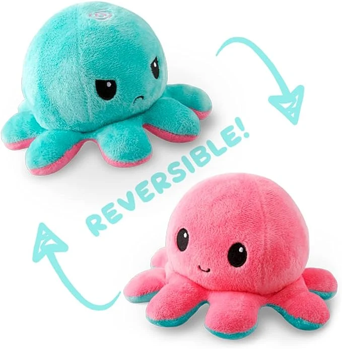 Teeturtles-The Original Reversible Octopus Plushie - Cute Sensory Fidget Stuffed Animals That Show Your Mood Birthday/Christmas Gift for Kids