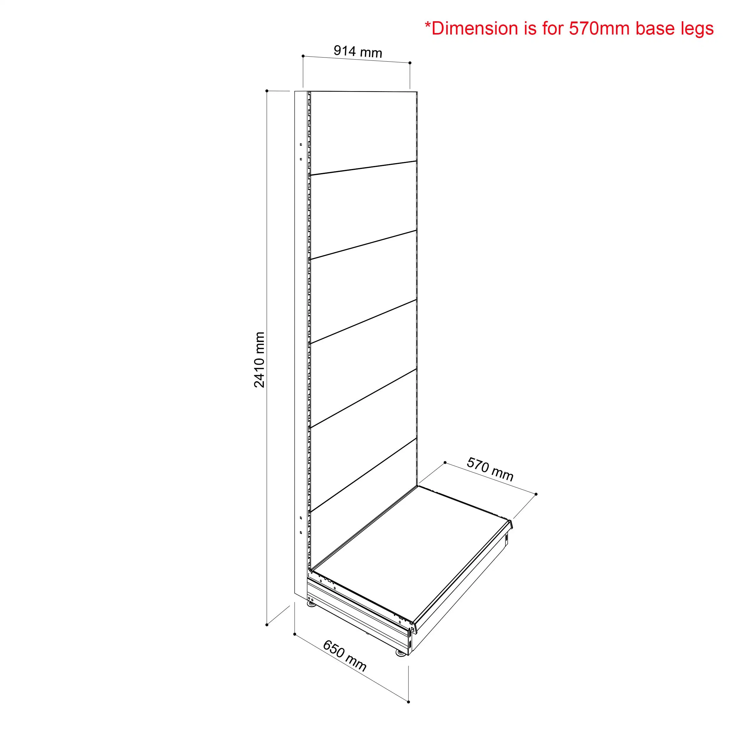 2400h un solo lado Gondola Shelving Bay con Perforated Back Panels