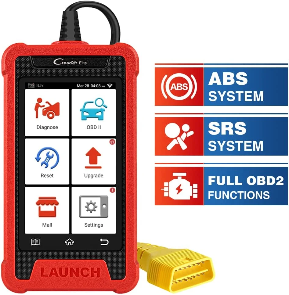 ابدأ تشغيل قارئ الرمز الضوئي Creader Elite 200 OBD2 + أداة تشخيص السيارة ABS&amp;SRS، 4 في 1