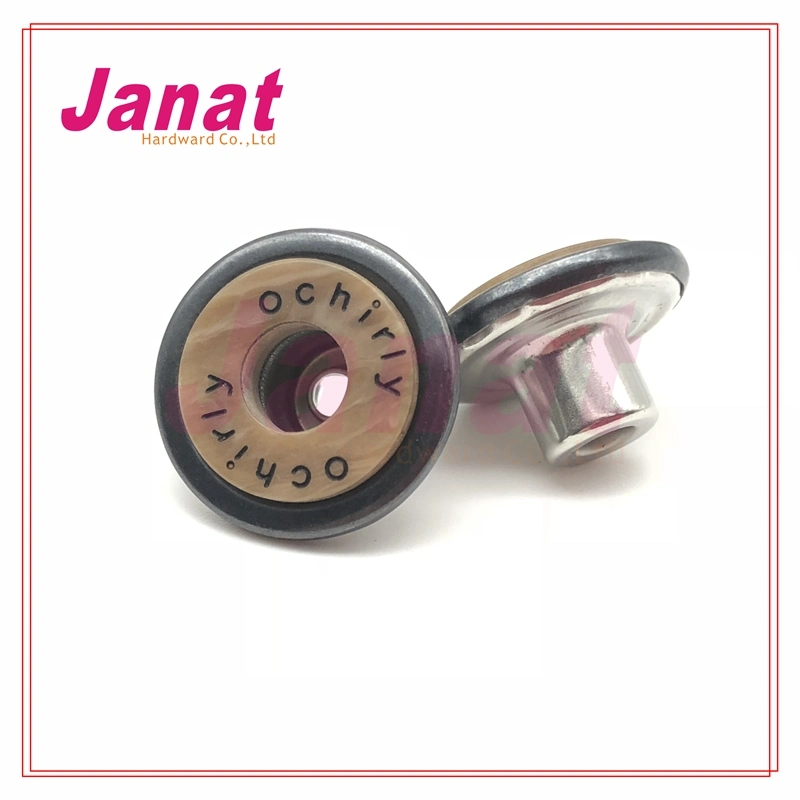 Resin Button Covered with Brass Cap Metal Shank Button