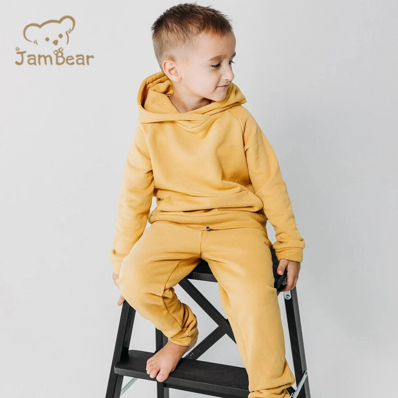 Jambear Sudadera con capucha y pantalón orgánica para niños ropa de algodón orgánico Sudadera con capucha niños personalizado dos piezas de ropa de otoño