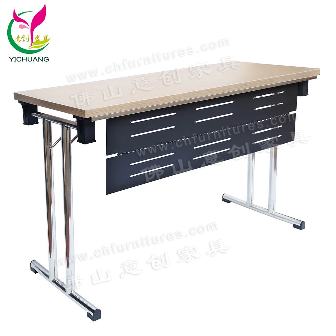 Yc-T188-03 Conferência dobrável de Aço Inoxidável Comercial Mesa de reunião com melamina Wood top