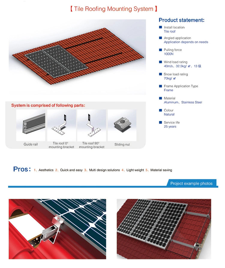 Mk006 Montage-Kits Für Dachziegel Solar-Halterung Einfache Installation