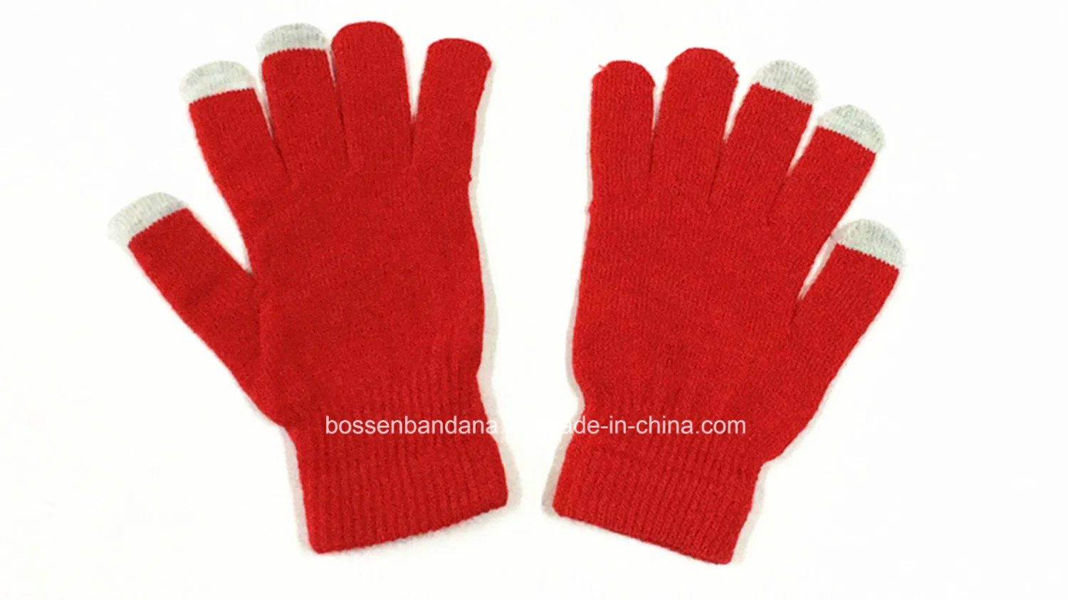 Original Factory Produce Customized Logo Printed Red Acrylic Knitted Magic Touch Screen Gloves