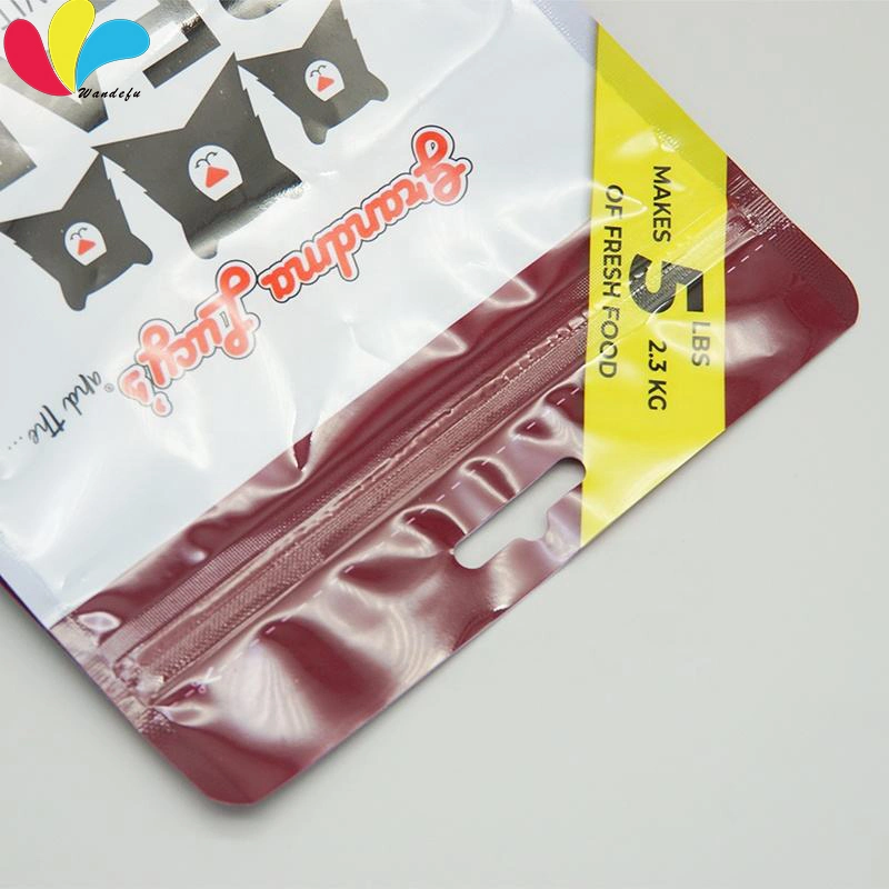 OEM ODM Custom Make Multi Color Printed Resealable Stand up Pouch Plastic Zipper Bag for Pet Food Cat Litter with Zipper Eight-Side Seal Food Packaging Bag