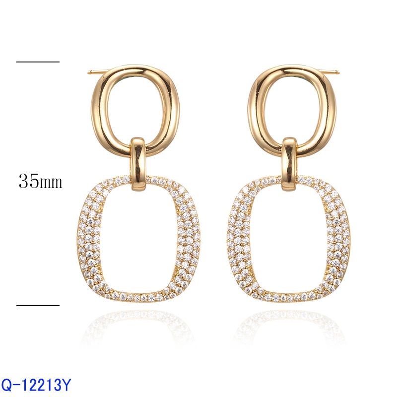 Wholesale New Design Fashion Copper Jewelry 925 Sterling Silver CZ Drop Earrings for Women