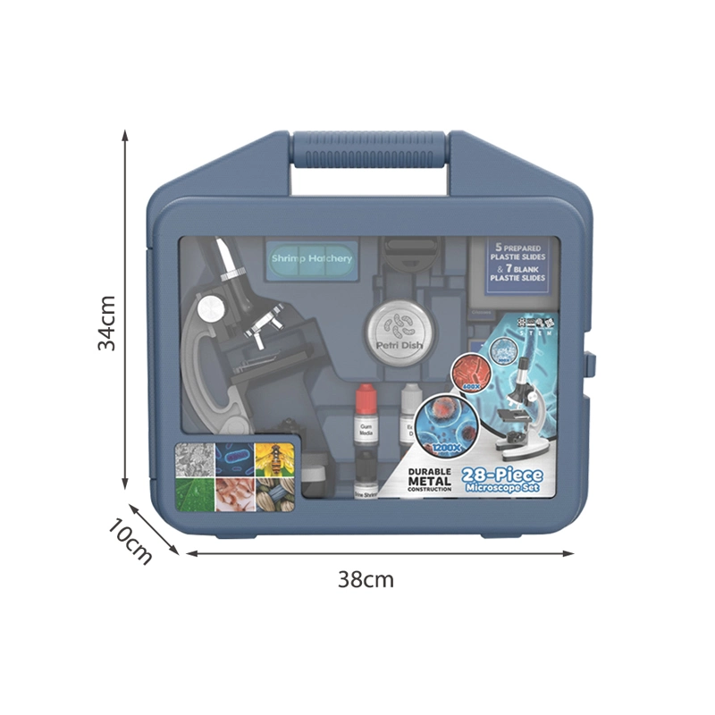 OEM/ODM Kids Science Experiments Kit Toys Metal Microscope Set 100X-1200X Stem Education Toys Science Educational Kits 28PCS Wholesale/Supplier Educational Toys