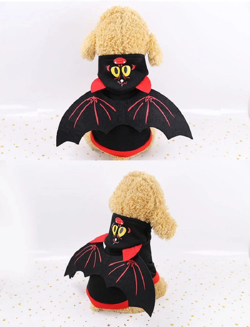 Hooded Pet Black Bat Wing Costume Winter Warm Sweater Halloween Costume Wbb16316