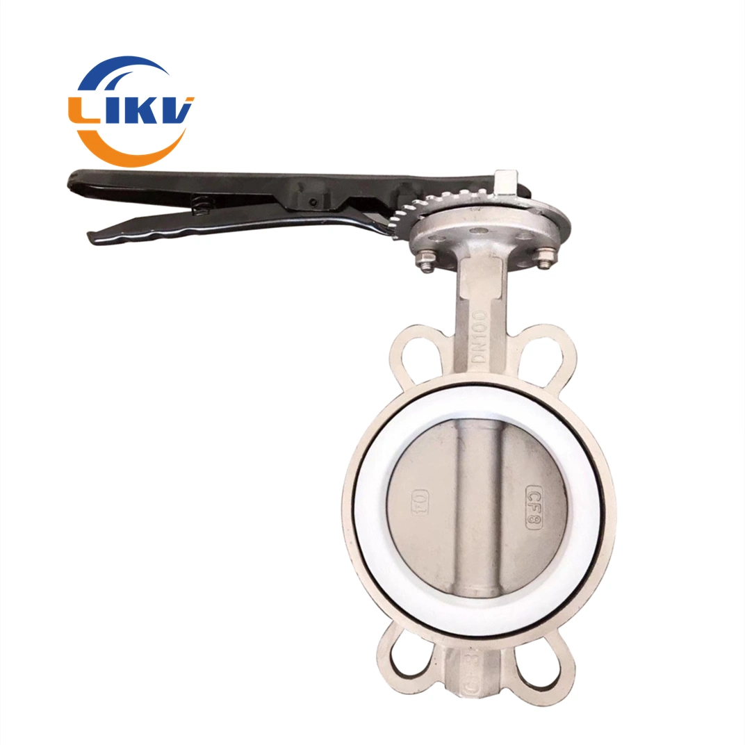 Strainless Steel PTFE Lined Seat Corrosion Protection Wafer Water Butterfly Valve