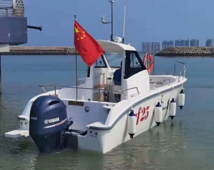 25FT Fishing Boat with Cabin Fiber Glass Boat for Sales