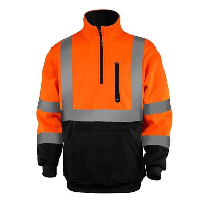 ANSI Class 3 High Vis Fleece Jacket Safety Reflective Sweatshirt Workwear