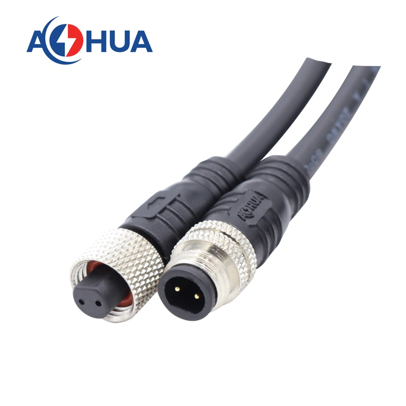 M8 2 Pin Male Female 110V Circular Metal Molded with Cable Connector Plug