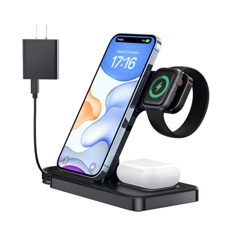 Support de chargeur sans fil 15 W pliable bureau vertical, chargeur sans fil Amazon