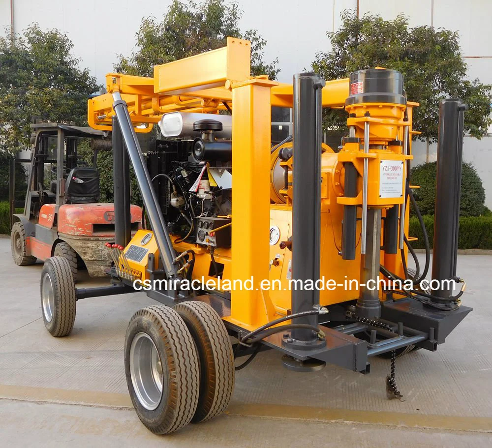 Cummins Engine Trailer Mounted Hydraulic Geotechnical Engineering Investigation Core Drilling Rig (YZJ-300YY)