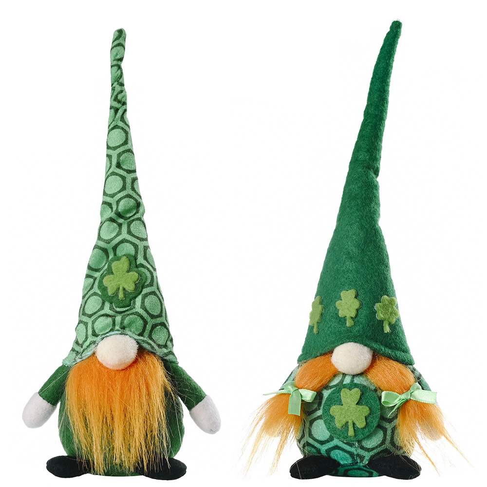 Ruunjoy St Patricks Day Gnome Shamrock Faceless Doll Green Clover Gnomes Saint Patrick Irish Plush Gnome Elf St Patricks Day Deco