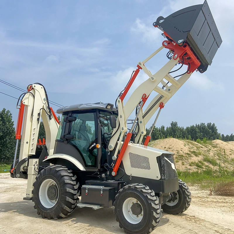 4X4 Wheel Mini Backhoe Loader Tractor with Mower and Backhoe Bucket 6 in 1