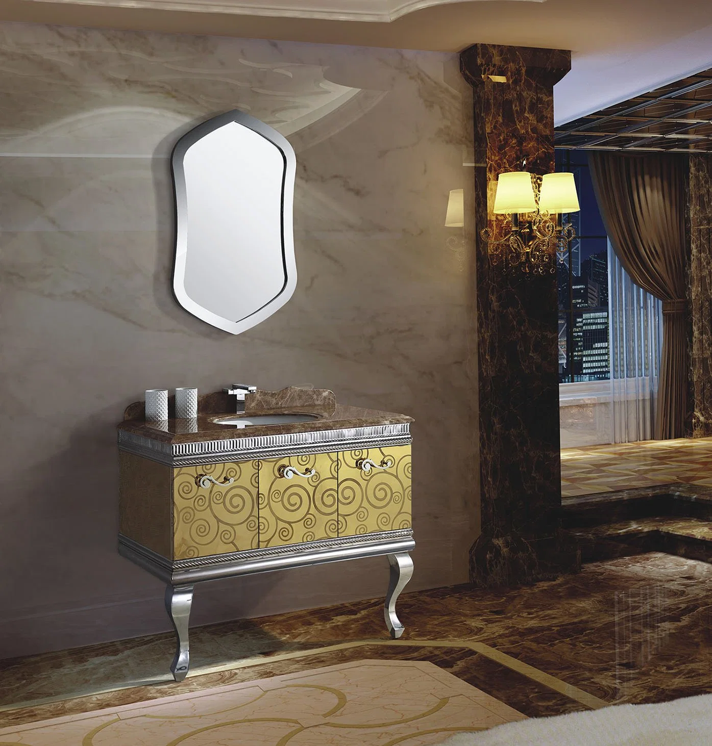 Middle East salle de bains en acier inoxydable de petite taille cabinet noir