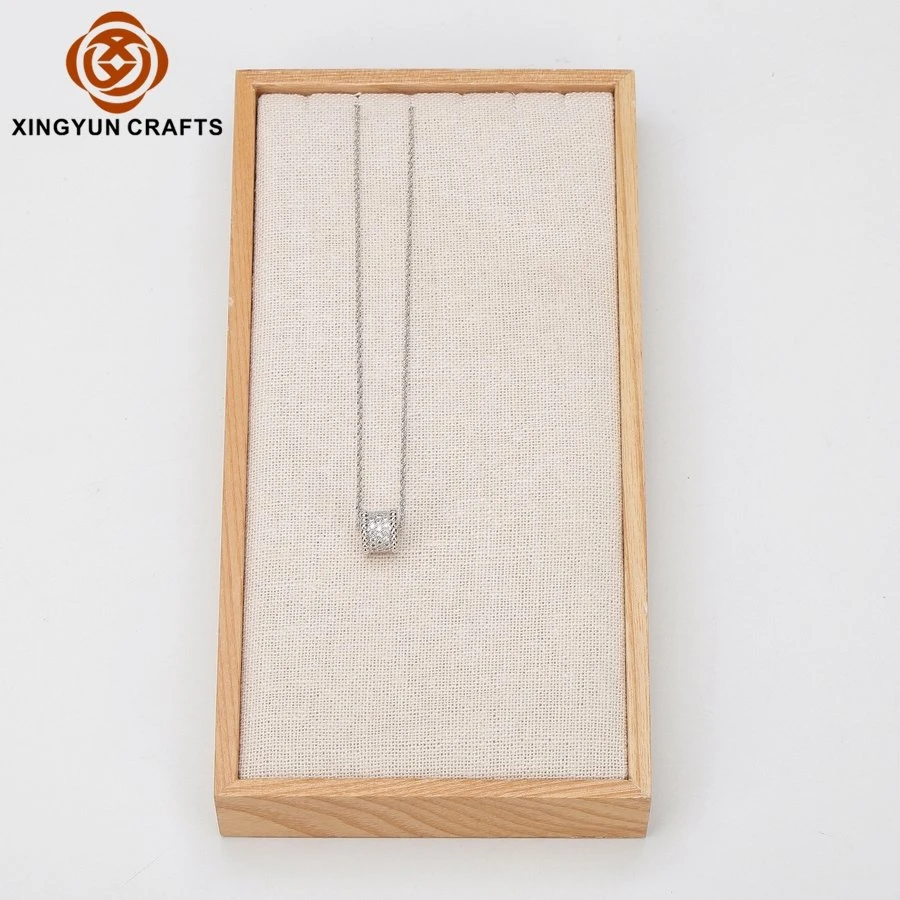 Customized Natural Wooden Pendant Necklace Bracelet Display Tray Wood Jewelry Packaging Display