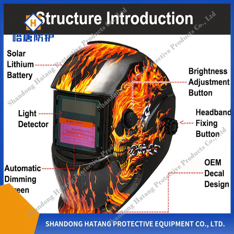 Capacete de soldadura com escurecimento automático solar de 100X93mm de visão grande profissional para Soldador