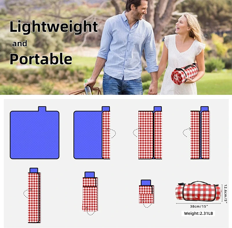 Colores de impresión personalizada impermeable acolchada de ultrasonidos picnic al aire libre Playa impermeables Mat Manta Camping