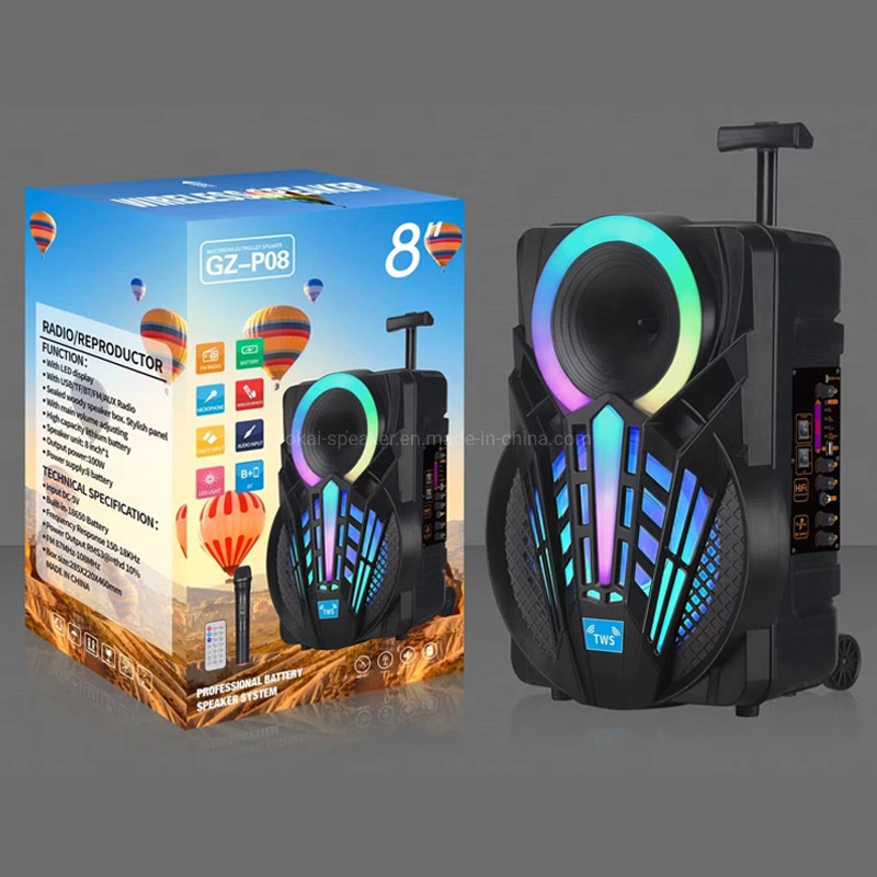 New Design Outdoor 8inch Portable Sound Equipment Wireless Bluetooth Trolley Speaker