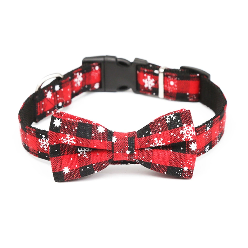 Pet Cat and Dog Collar Christmas Snowflake Red Bow Collar Small, Medium and Large Dog Collar