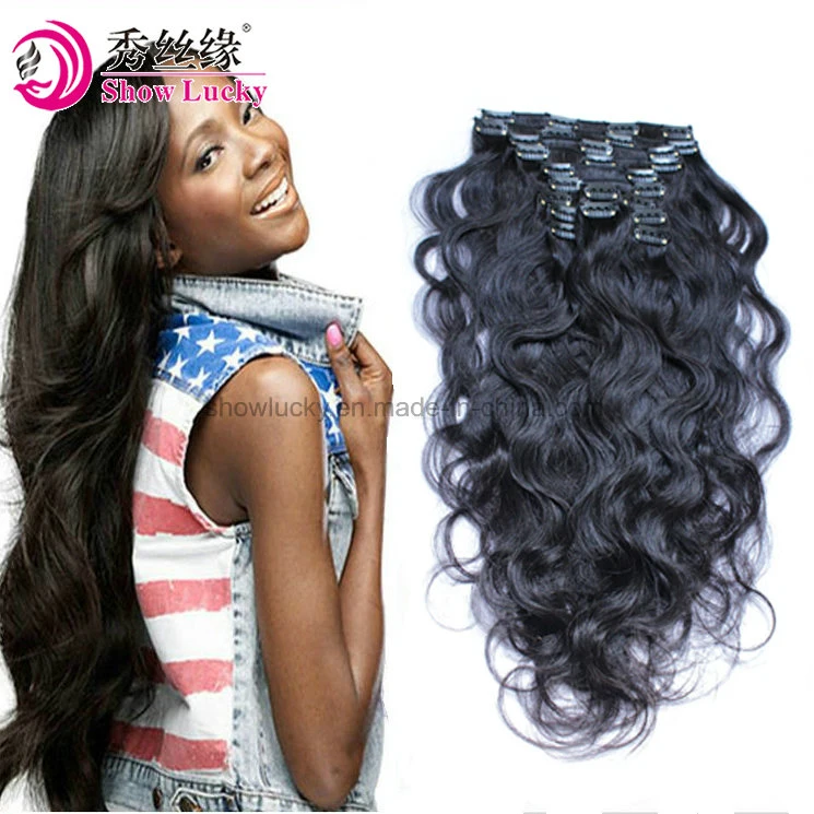 Wholesale Human Hair Weft Clip in Hair Body Wave Indian Cuticle Remy Virgin Human Hair Extensions