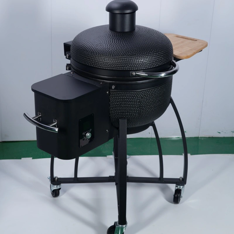 High-End Moveable Ceramic BBQ Kamado Pellet Smoker Grill with Casters