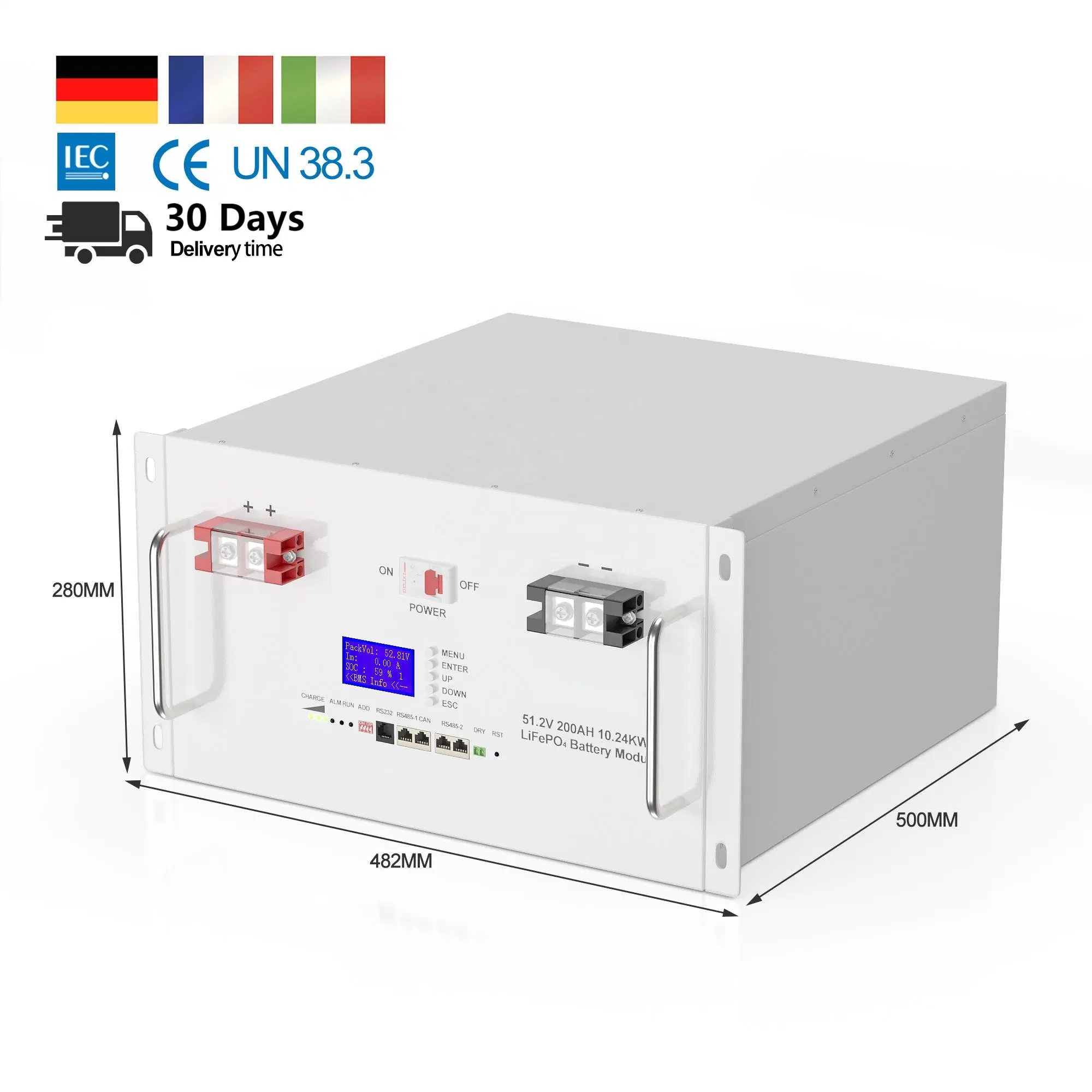 Paquete de baterías de almacenamiento de energía todo en uno 5kwh~75kwh para Solar off Grid Sistema de alimentación LiFePO4 batería 48V 100ah