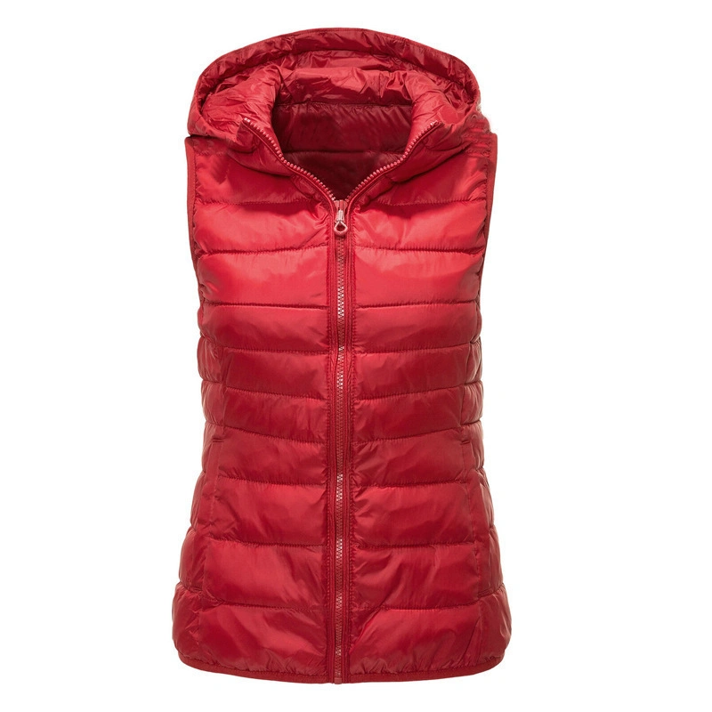 Mu Cross Border Women Warm Vest Hooded Cotton Jacket