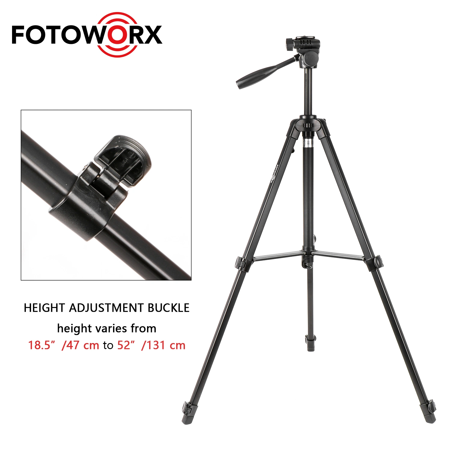 Fotoworx 131cm Portable Lightweight Tripod for DSLR Camera