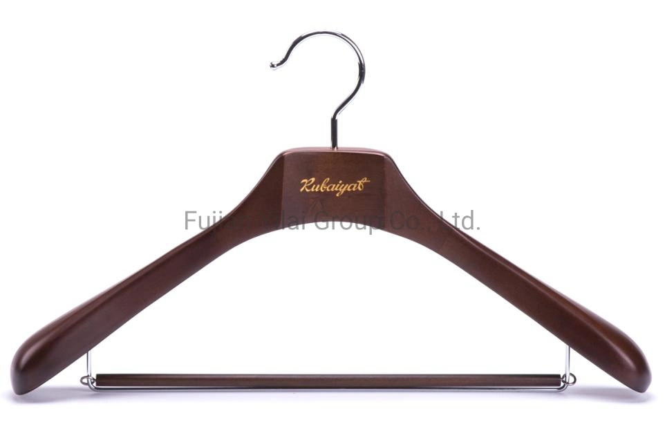 Eluxe Branded Antique Wooden Clothes Hangers with Gold Logo Suit Hanger