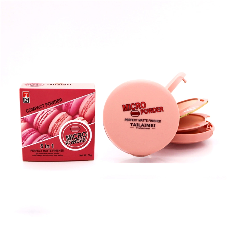 TLM 5 in 1 Macaron bilden vollständige Abdeckung OEM Mineral Soft Smooth Matte Powder Private Label Control Öl Brightening Kompaktes Pulver