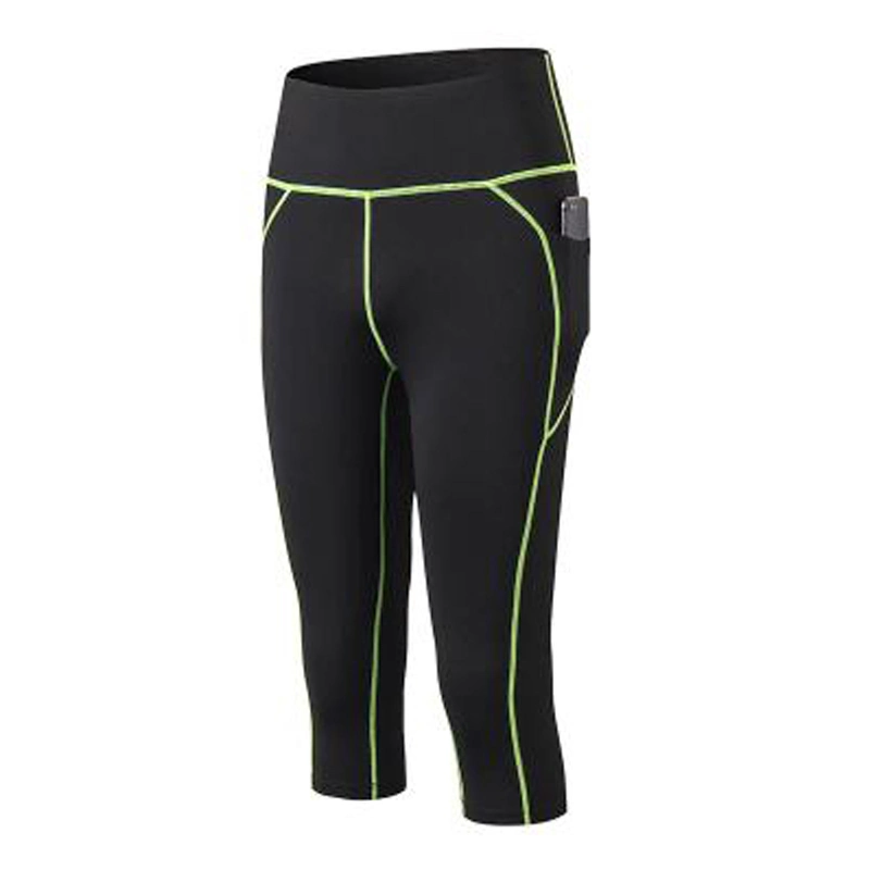 Seamless Yoga Cropp Pants with Pocket Fitness Pants