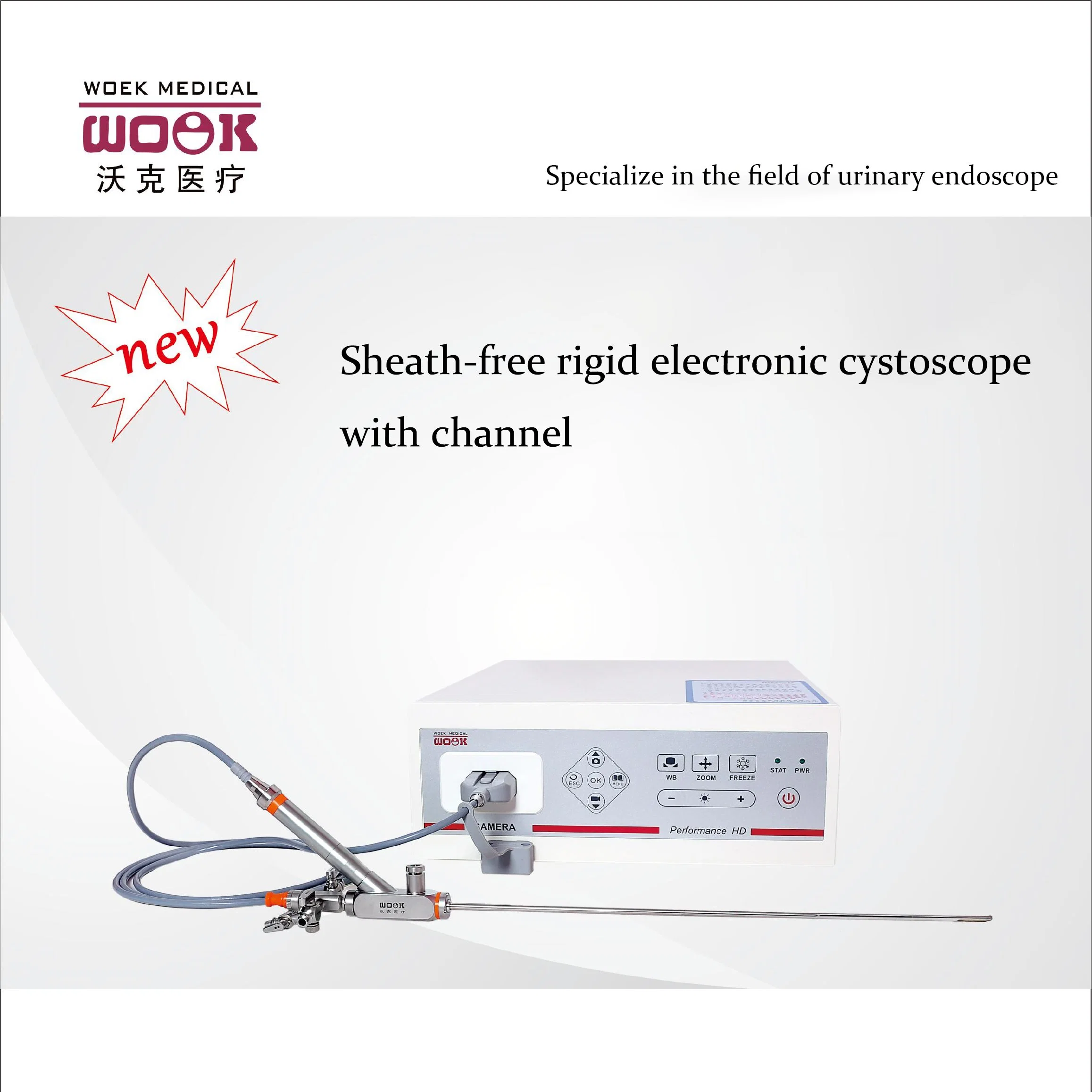 Novo Cystoscope Digital rígido Aço inoxidável Cystoscopy Ininvasivo Urinário cistoscópico Endoscópio da bexiga